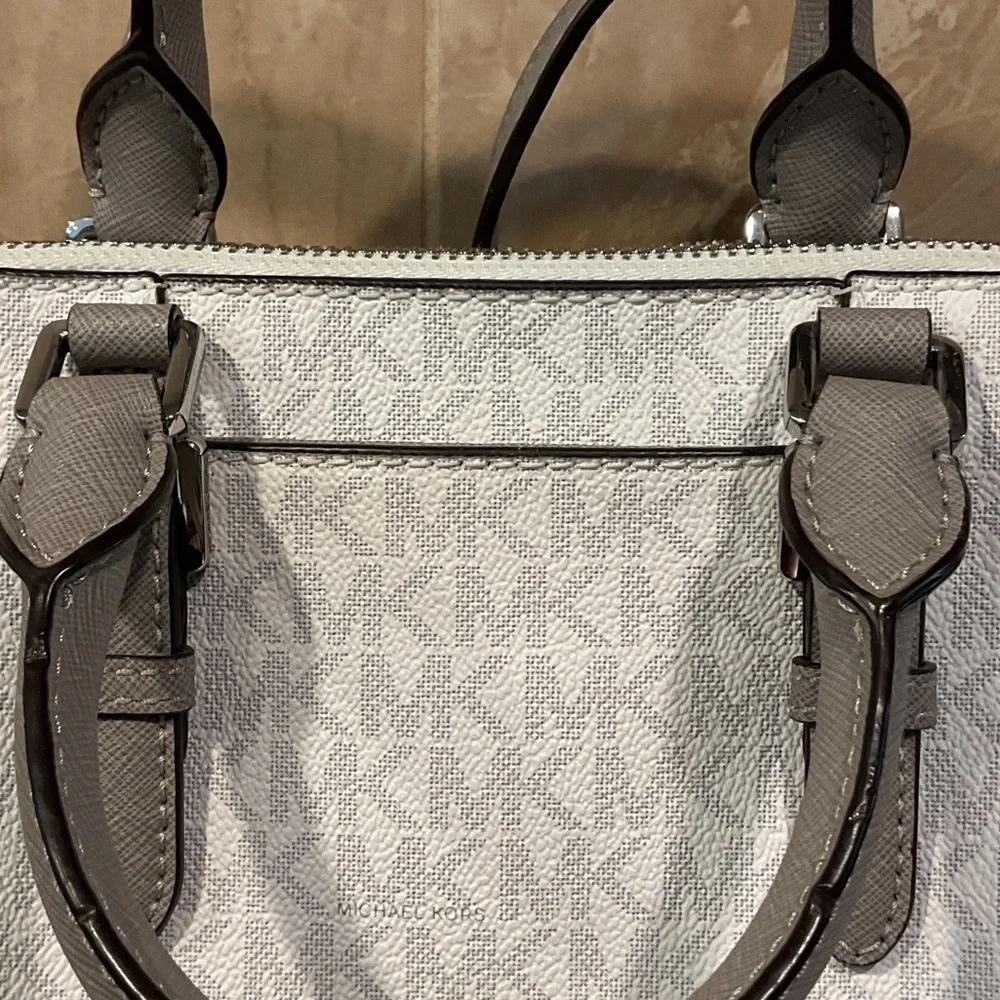 Michael Kors Two-Tone Light Gray & White Dome Satchel